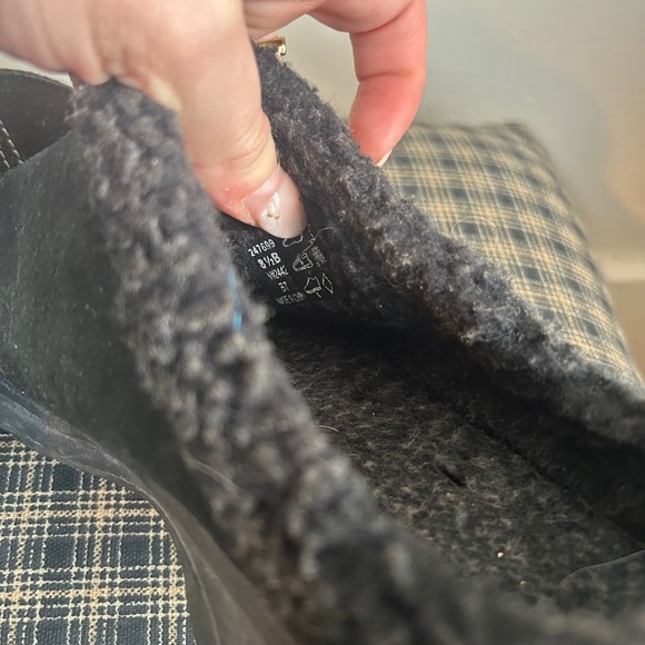 Lands End Black Suede Sherpa Lined Clogs Slip On Shoes‎ Womens Size 8.5 - Picture 4 of 5